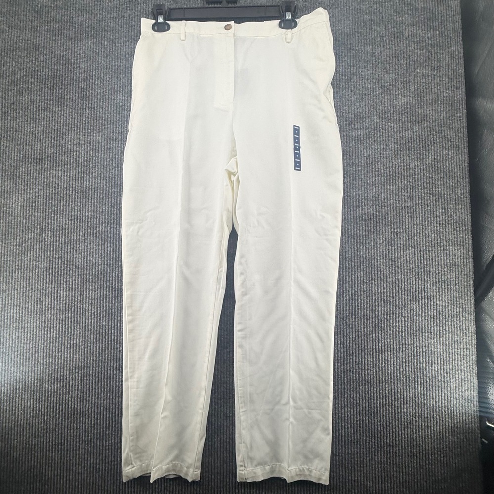 Lands End Twill Pants Womens 16 White New Fit 3 Traditional Straight Leg